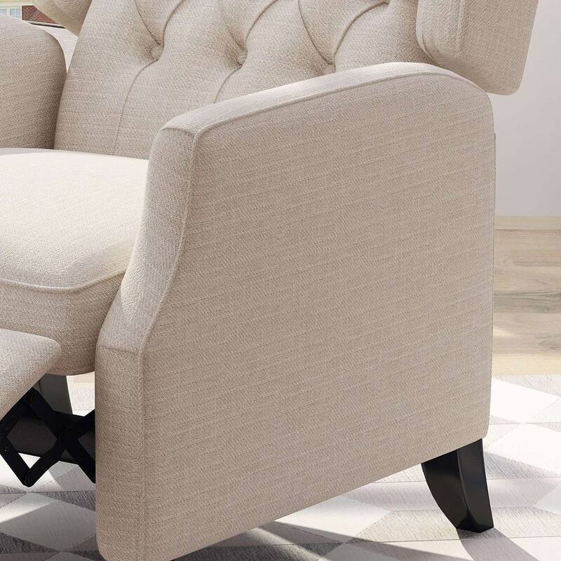 Modern Fabric Recliner with Wingback Design and Tufted Upholstery by Christopher Knight Home