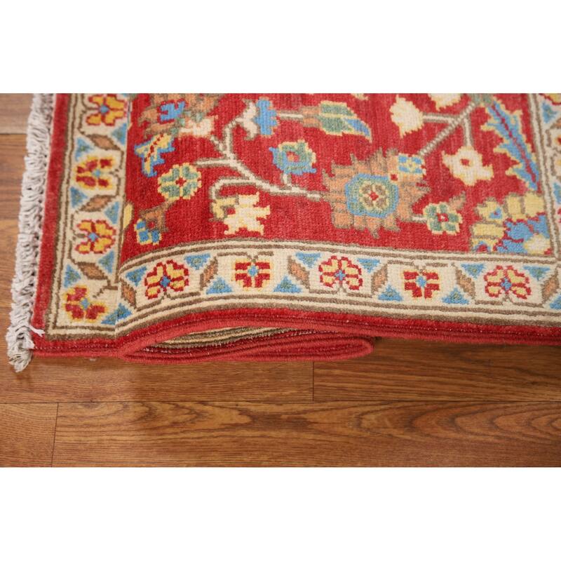 Red Floral Kazak Oriental Foyer Rug Handmade Traditional Wool Carpet - 2'0" x 3'0"