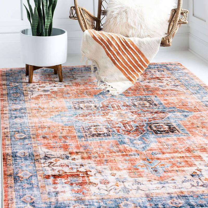 World Rug Gallery Distressed Traditional Machine Washable Area Rug - 5' x 7' - Multi