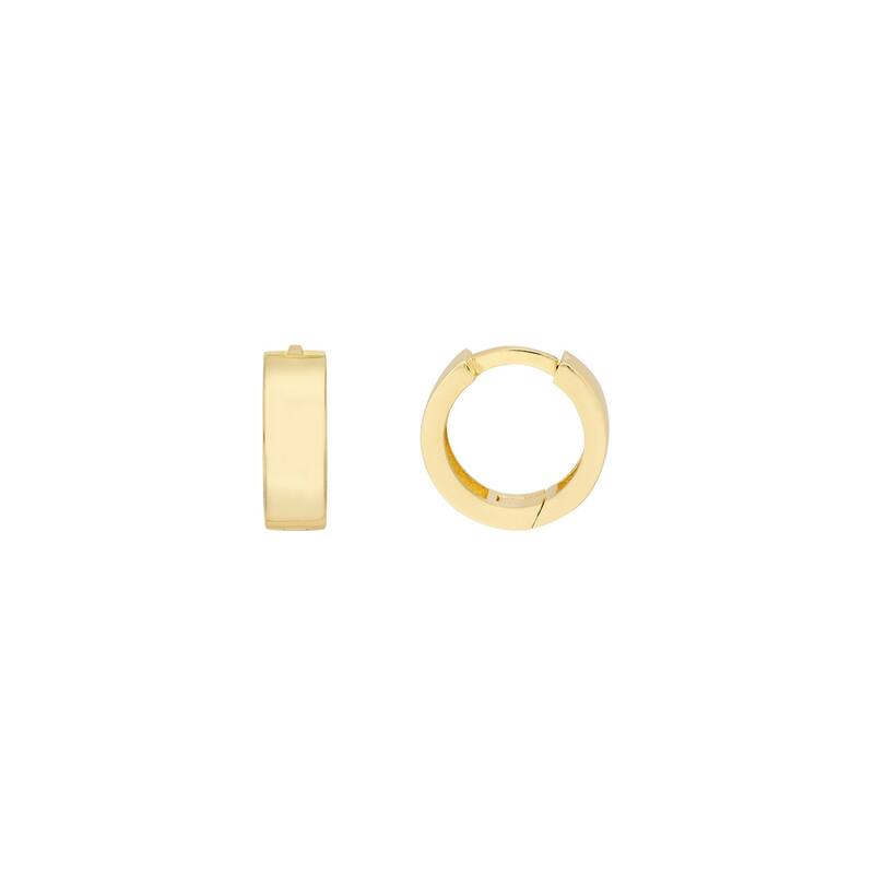 Curata 14k Yellow Gold 10.50x3.45mm Flat Round Hinged Hoop Earrings