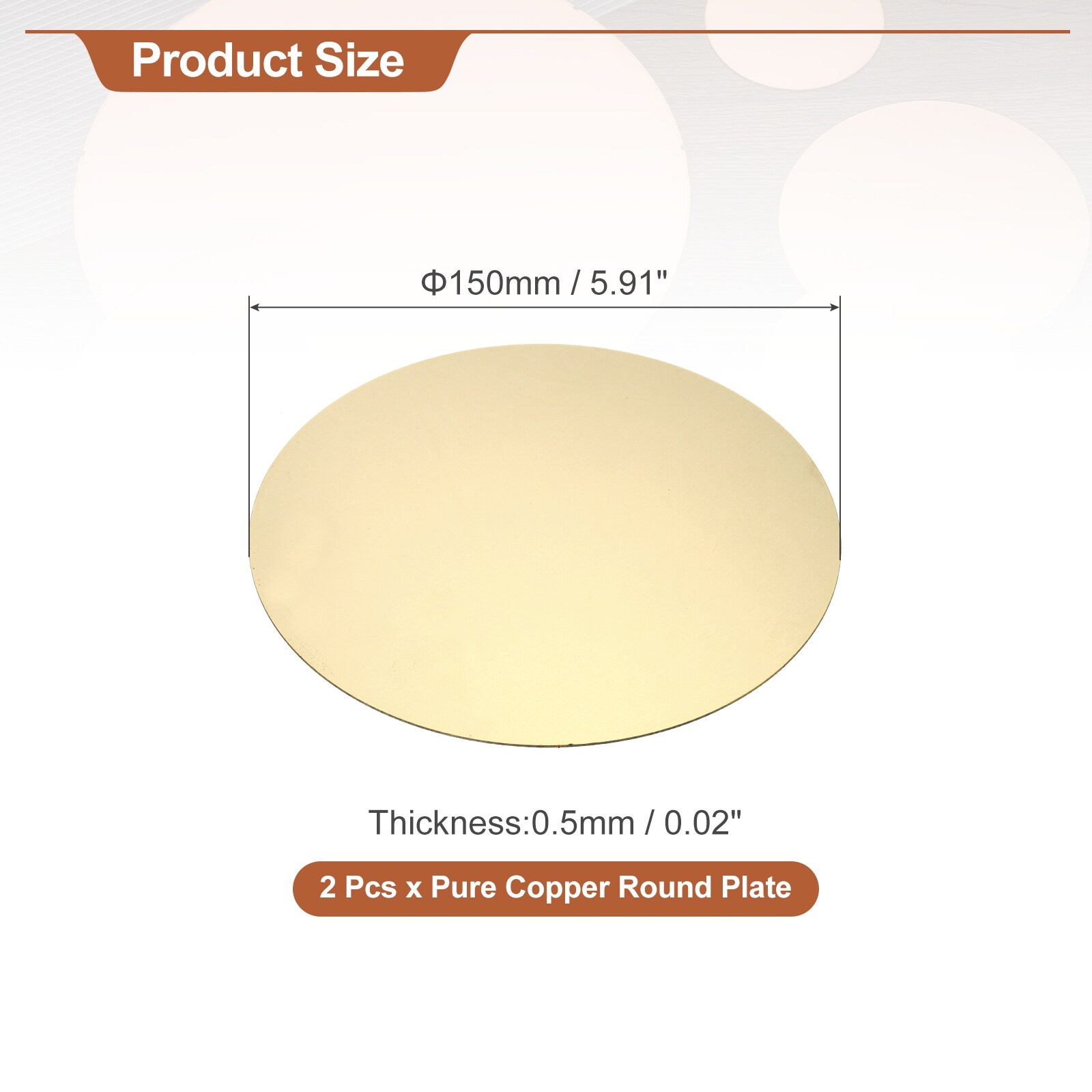 Round Brass Plate, Dia Brass Copper Sheets, Brass Copper Plates for Crafts, DIY, Electrical Repairs