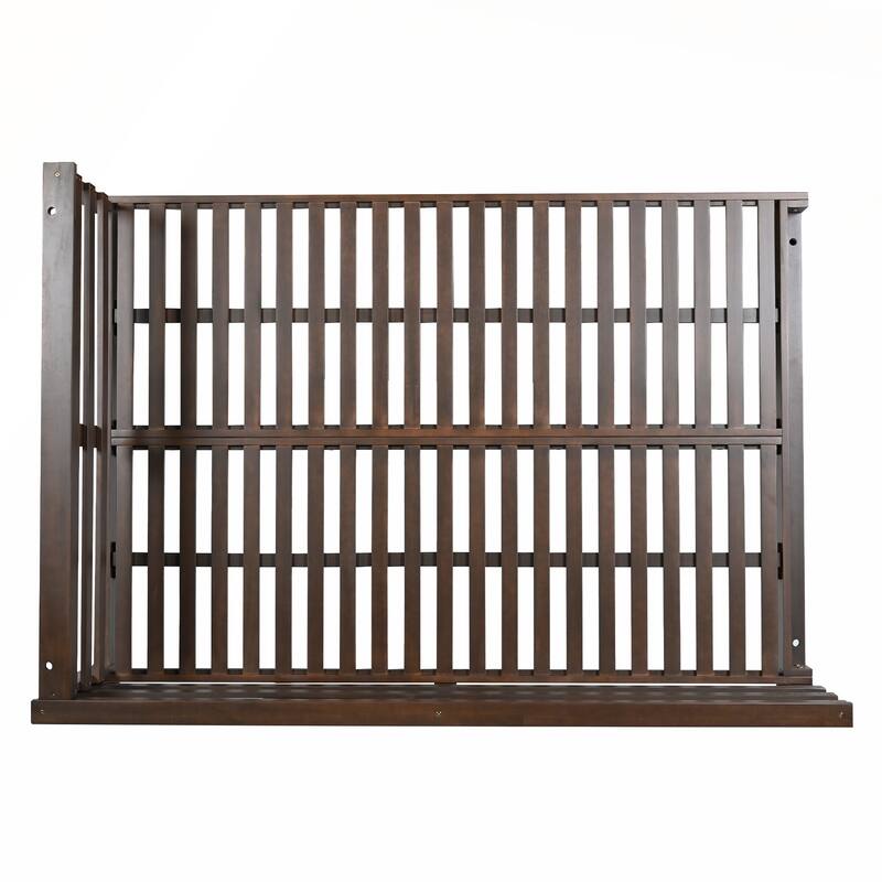 Durable Acacia Wood Porch Swing Bed with Hemp Ropes for Patio and Garden