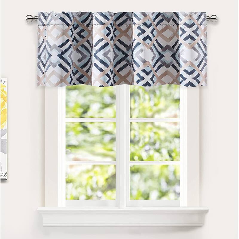 DriftAway Diamond Watercolor Geo Checker Plaid Pattern Window Valance