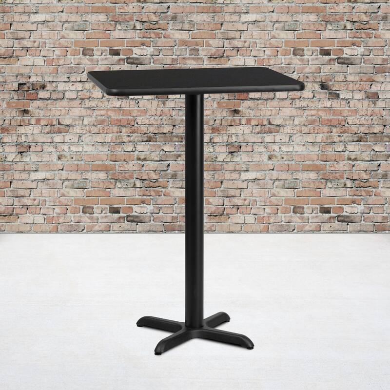 24'' x 30'' Rectangular Table Top with 22'' x 22'' Bar Height Table Base - 30"D x 24"W x 43.125"H - Black