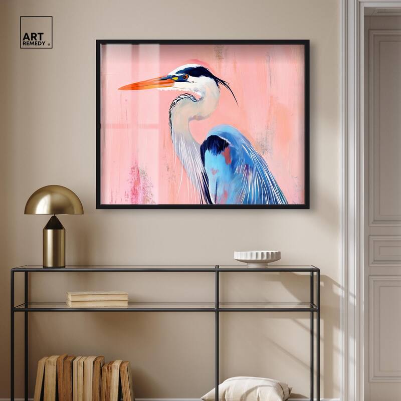 Rosy Dawn Heron Shadowbox by Art Remedy