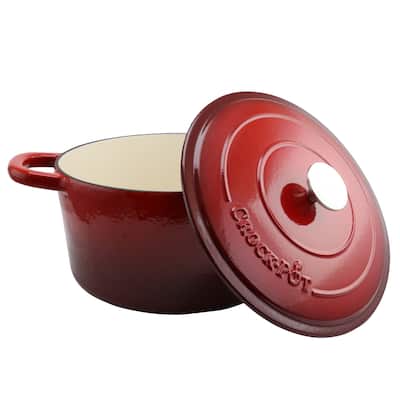 Craftsman 7 Quart Dual Handle Cast Iron Round Dutch Oven in Pepper Red