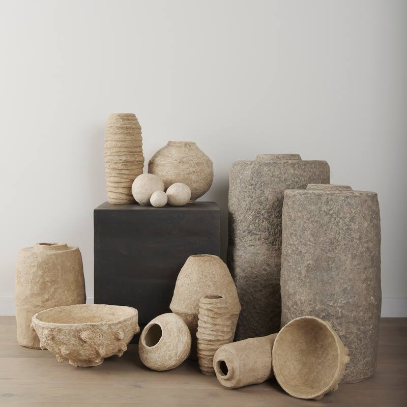 Rundal Small Grey Paper Mache Vase