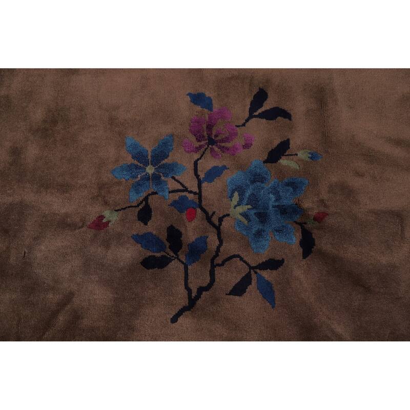 Vegetable Dye Art Deco Oriental Area Rug Hand-knotted Wool Carpet - 12'0" x 14'8"