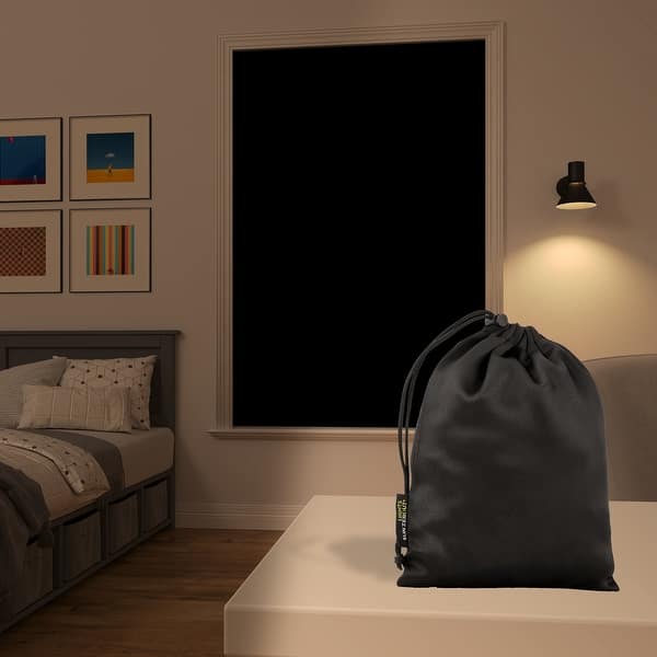 Sun Zero Lights Out Portable Travel Total Blackout Rod Pocket Curtain Panel, Single Panel - Black