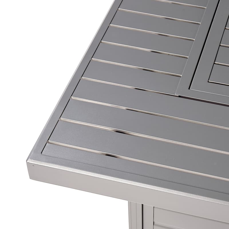 Rectangular 48 in. x 36 in. Aluminum Propane Fire Pit Table, Glass Beads, Two Covers, Lid, 57,000 BTUs - N/A