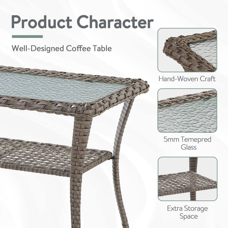 Patio Rocking Chair, Siwvel Chair with Sofa Set - Grey