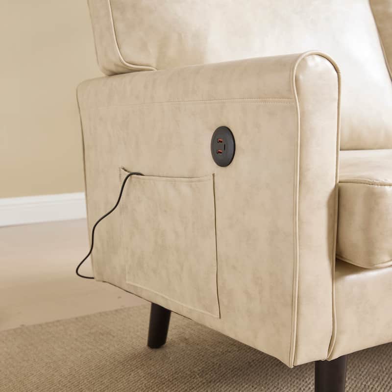 Loveseat Sofa,Mid Century Modern Love Seat, 2 Seater Sofa Couches For Living Room,Small Couch With Usb & Removable Pillow Cover