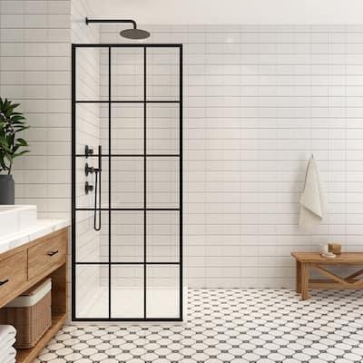 Puente Fixed Single Glass Panel Framed Shower Door - 34" W x 78" H