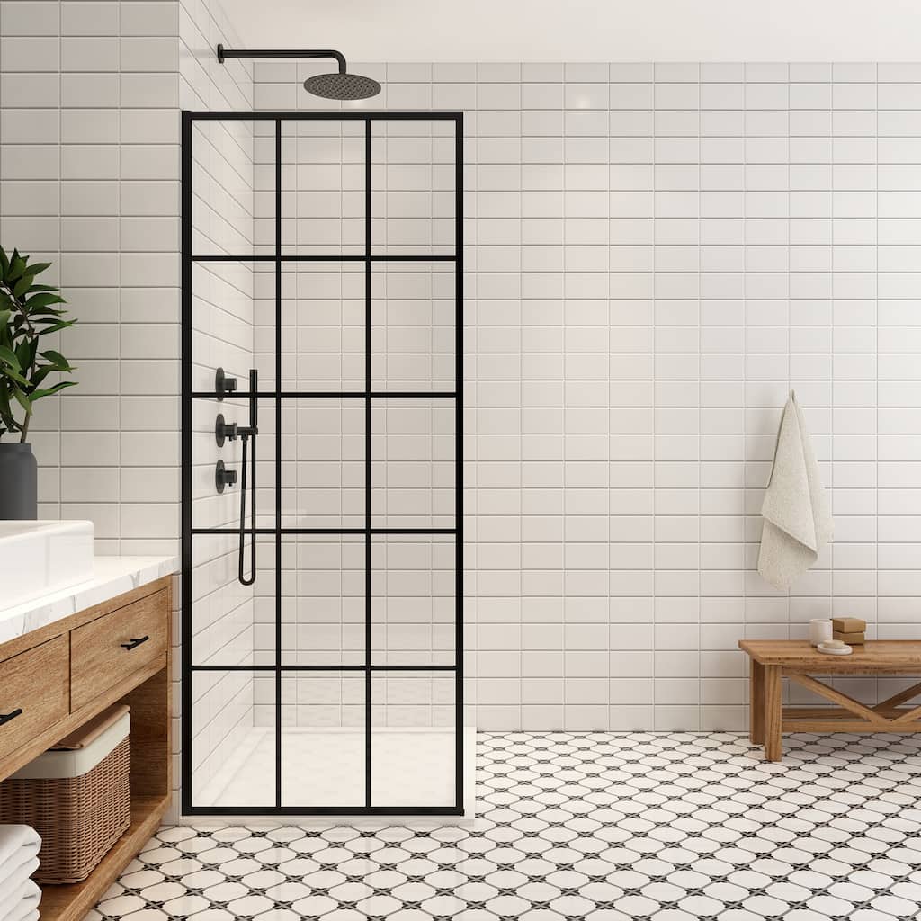 Puente Fixed Single Glass Panel Framed Shower Door - 34" W x 78" H