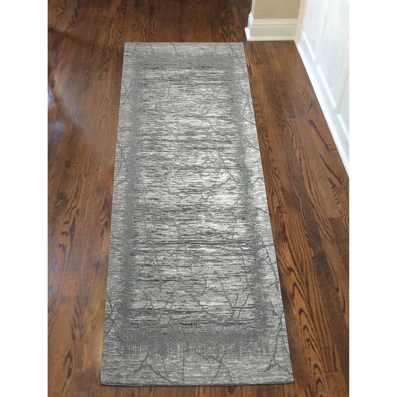 Admire Home Living Sognatore 1229 Transitional Crackled Area Rug - 2'2" X 7'7" - Grey