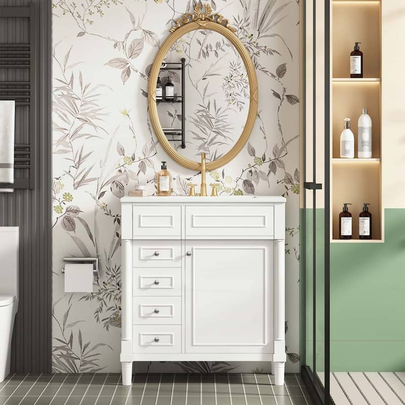30 Inch Bathroom Vanity with Sink,Soft-Closing Door and 2 Drawers,Elegant and Durable Design