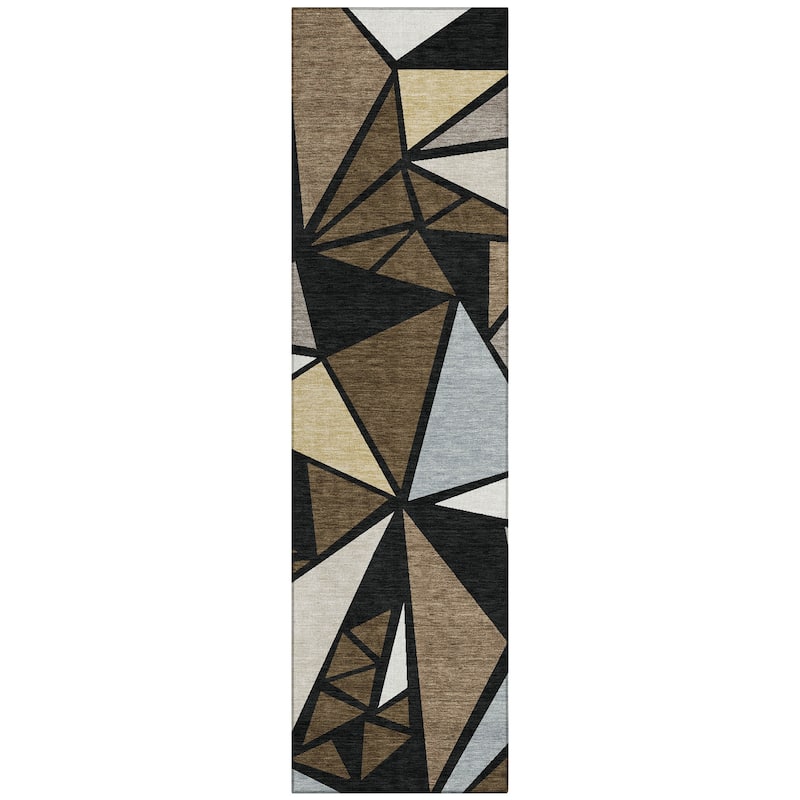 Machine Washable Indoor/ Outdoor Abstract Mosaic Chantille Rug