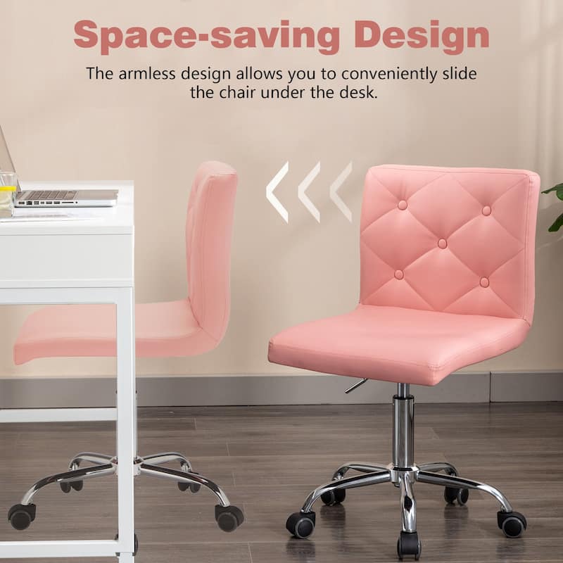 Javlergo Armless Office Desk Chair PU Leather Mid-Back Adjustable Height 360° Rolling Swivel 10 Colors Available Office Chair