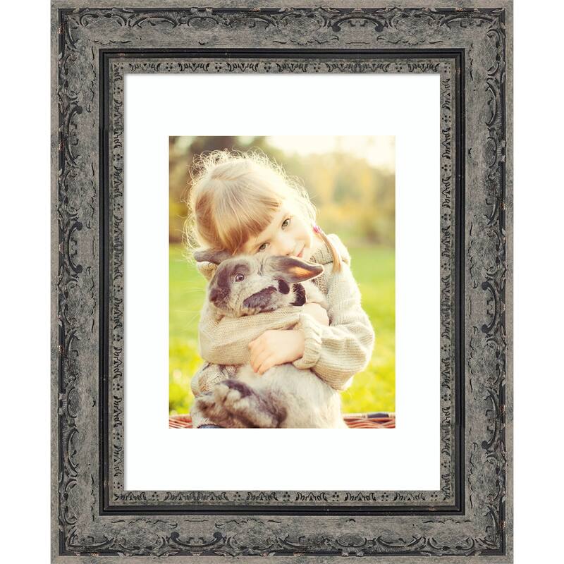 Filigree Picture Frame, Photo Frame - 11x14 Matted to 8x10 - Filigree Matte Black