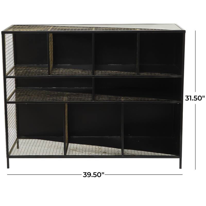 Metal 9 Storage Cupboard Console Table - Black - Roche River Decor