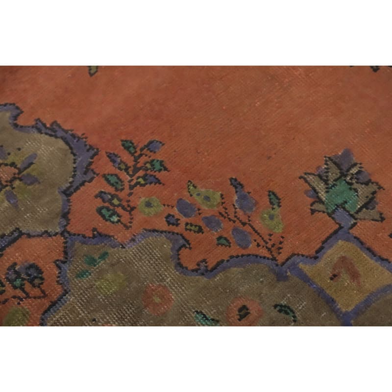 Hand Knotted Oriental 100% Wool Carpet Traditional Floral Coral Tabriz Area Rug - 9' 1'' X 6' 8''