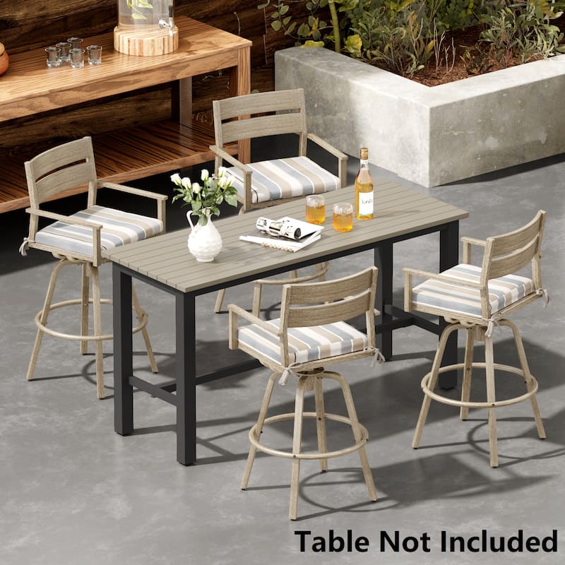 Outdoor Aluminum Patio Bar Stools Swivel Chairs with Cushions - MILANOCHAR - 4PC