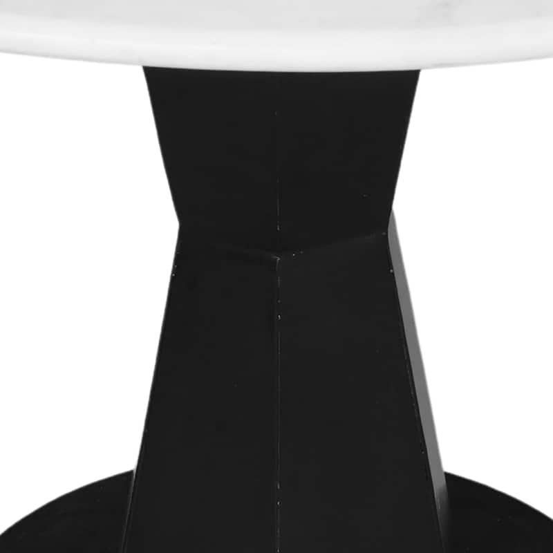 Riko Coffee Table, White Marble Top on Modern Iron Stand, Round Table, 27"