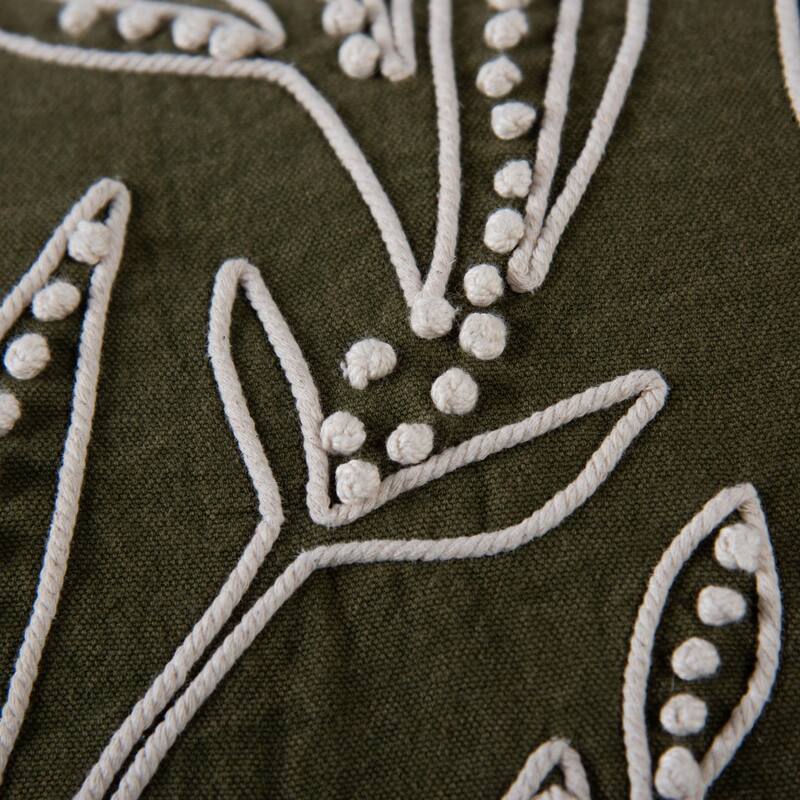 Rizzy Home Botanical Embroidered Throw Pillow