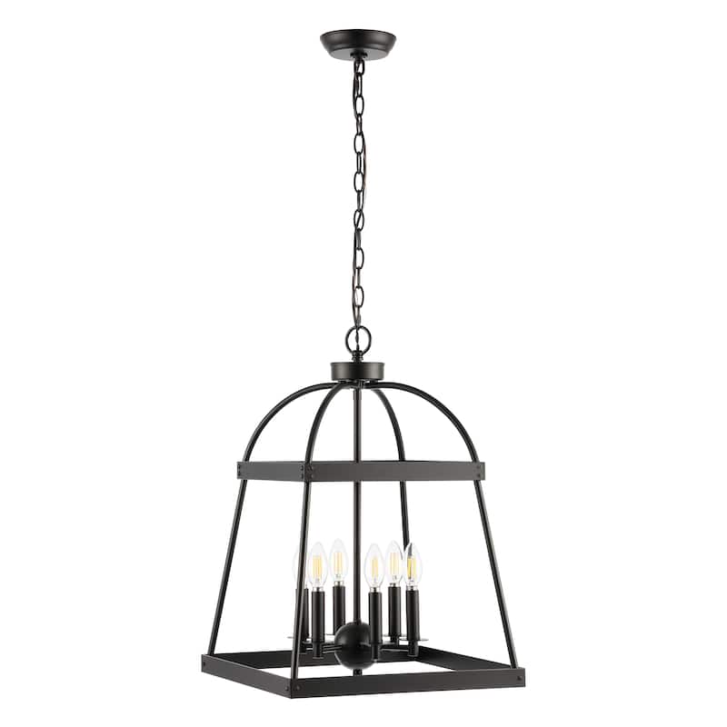SAFAVIEH Lighting Luzie 86" Traditional Chandelier (6-Bulb) - 16" W x 16" D x 86" H - Black