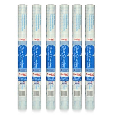 Con-Tact Brand Adhesive Roll, Clear, 18" x 9 ', Glossy, 6 Rolls