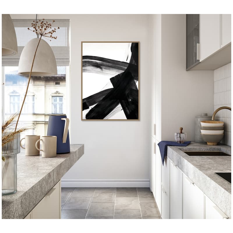 Kate and Laurel Black Mark No. 2 by Amy Lighthall Framed Canvas Wall Art Print