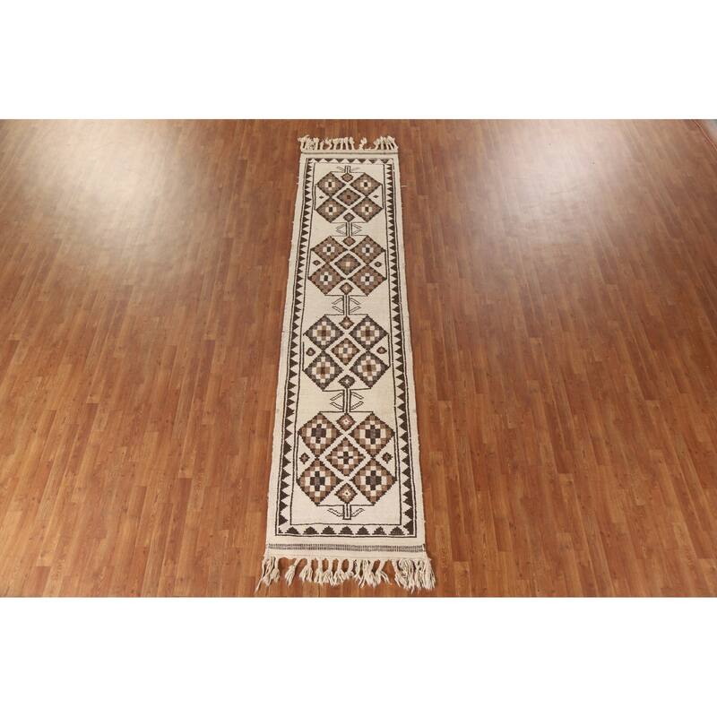 Natural Dye Tribal Anatolian Oriental Runner Rug Handmade Wool Carpet - 2'11"x 11'10"
