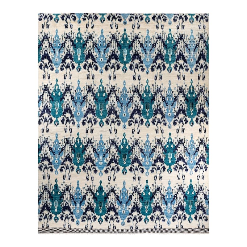 Overton Handknotted Wool Vintage Inspired Contemporary Modern Ivory Area Rug - 15' 2" x 11' 9"