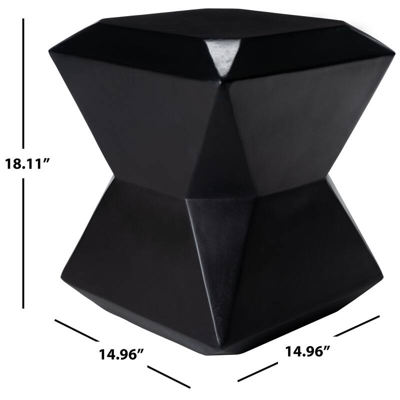 SAFAVIEH Outdoor Swaantje Concrete Accent Stool - 14.96" W x 14.96" L x 18.11" H - 15Wx15Dx18H