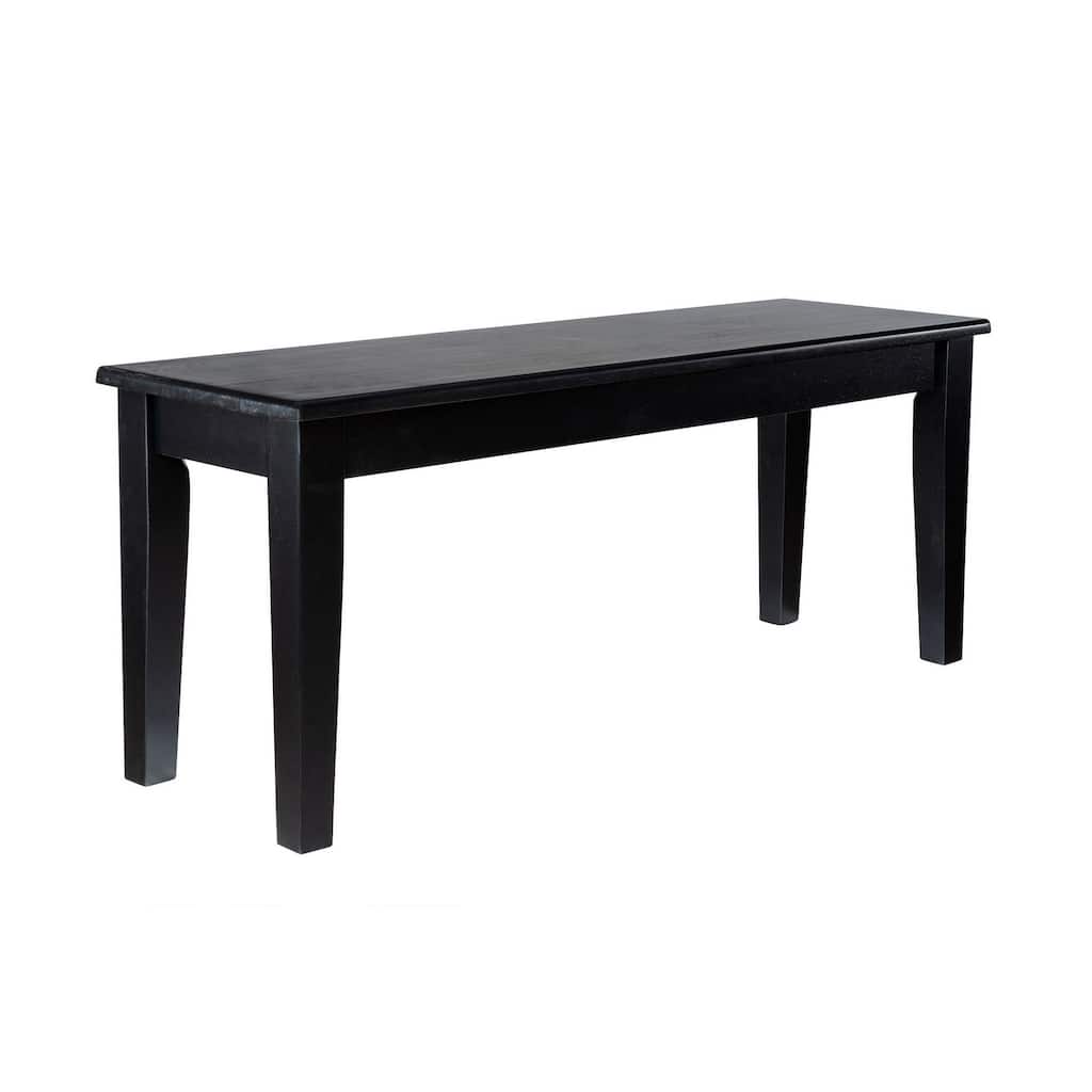 Nova Dining Bench, Shaker Style, High Gloss Black Rubberwood, 44 Inch