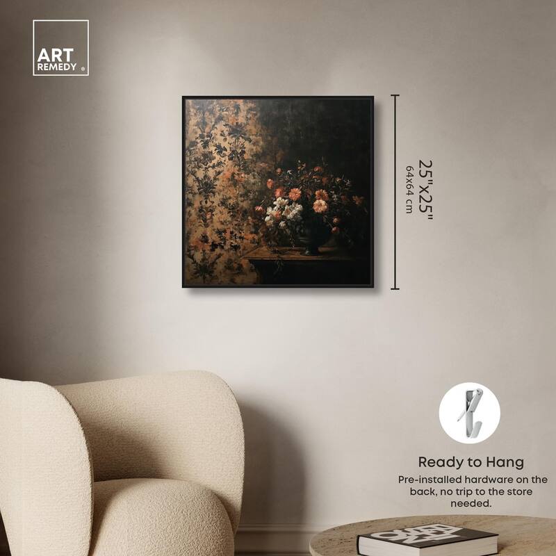 Dark Floral Elegance Canvas by Art Remedy
