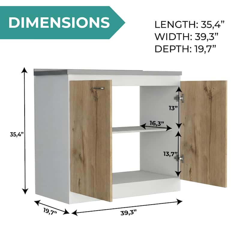 TUHOME Napoles Utility Sink Cabinet with Integrated Steel Sink