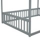 preview thumbnail 7 of 25, Full Size Canopy Frame Floor Bed with Fence and Guardrails, Grey
