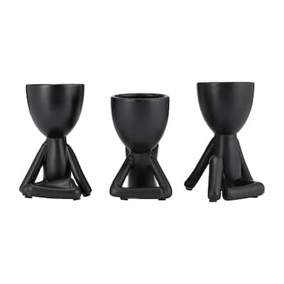 Sagebrook Home Ceramic Abstract Figurine Sculptures, Set of 3 - 8" x 4" x 5"