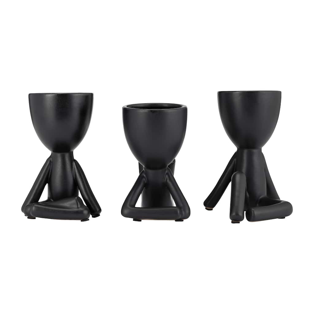 Sagebrook Home Ceramic Abstract Figurine Sculptures, Set of 3 - 8" x 4" x 5"