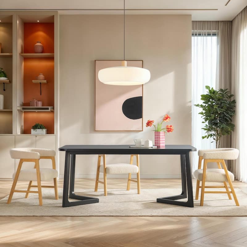 Middlebrook Modern Solid Wood Dining Table with Geometric Legs - Black