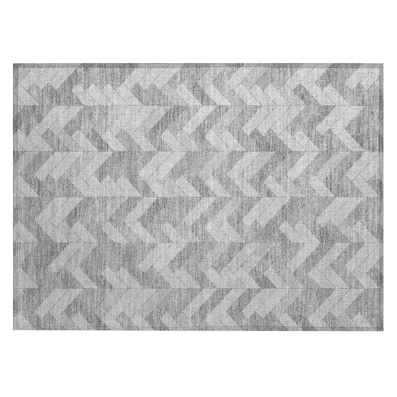 Machine Washable Indoor/ Outdoor Modern Chevron Chantille Rug