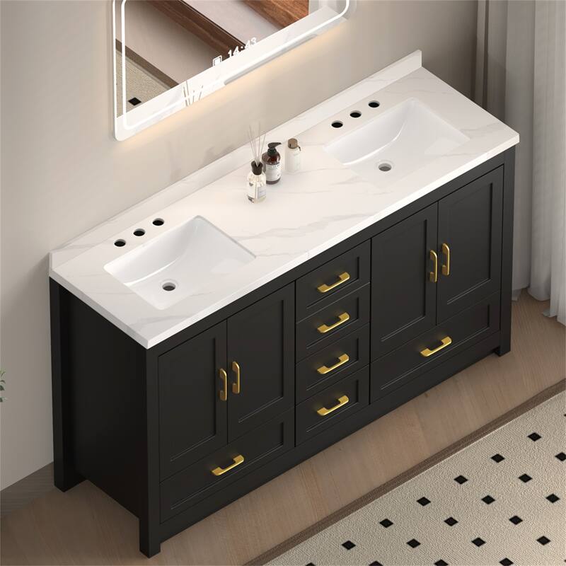 60" Black Bathroom Vanity