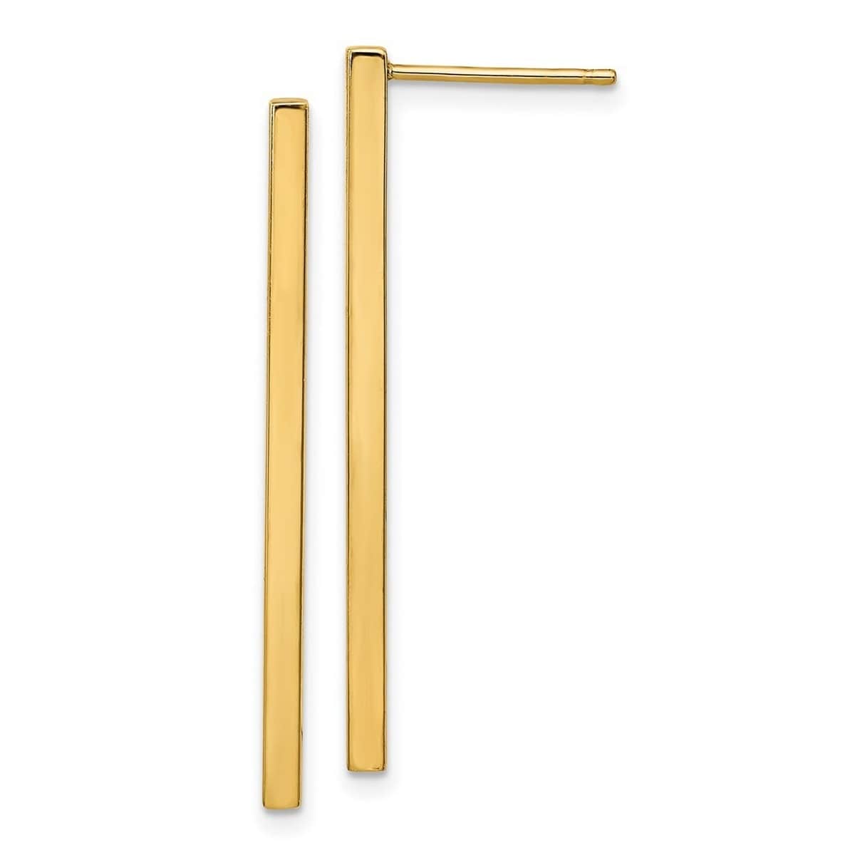Curata 14k Yellow or White Gold 35x2mm Polished Post Dangle Bar Earrings