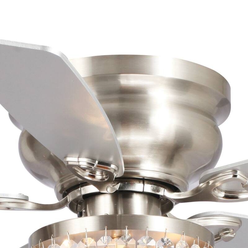 48-in Satin Nickel Crystal Low Profile Ceiling Fan with Light and Remote Control