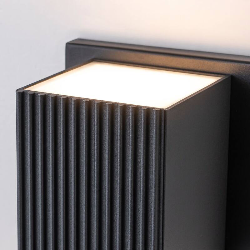 2-Light Matte Black LED Outdoor Wall Sconce