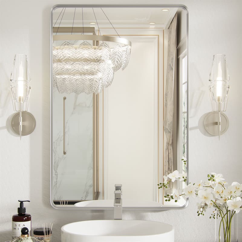Bathroom Mirrors Wall Mirrors Accent Mirrors - 22W * 30H Inches - Silver