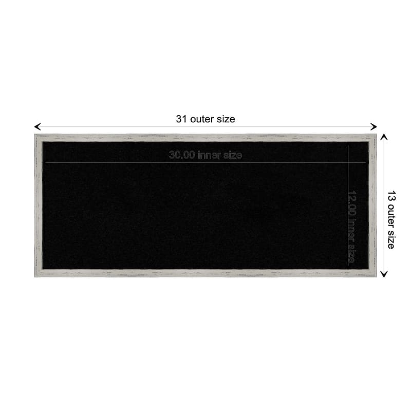 Shiplap White Narrow Wood Framed Black Corkboard Bulletin Board - Board Size 30x12