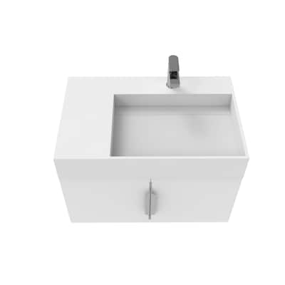 Amazon 30" Wall Mounted Bathroom Right Basin Vanity Set w/ White Top