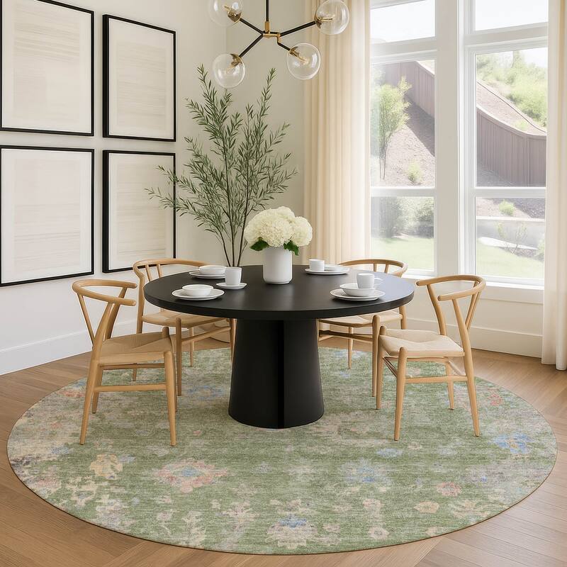 Machine Washable Indoor/ Outdoor Vintage Traditional Chantille Rug